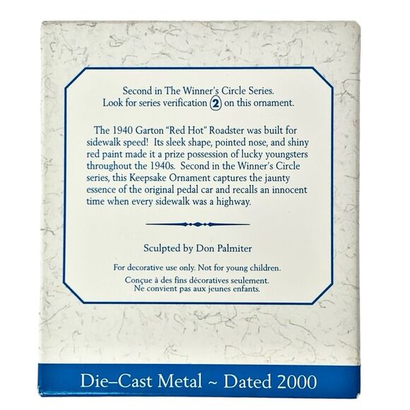 Hallmark Keepsake 1940 Garton Red Hot Roadster Ornament 2000 #2 Winner's Circle - Picture 8 of 11